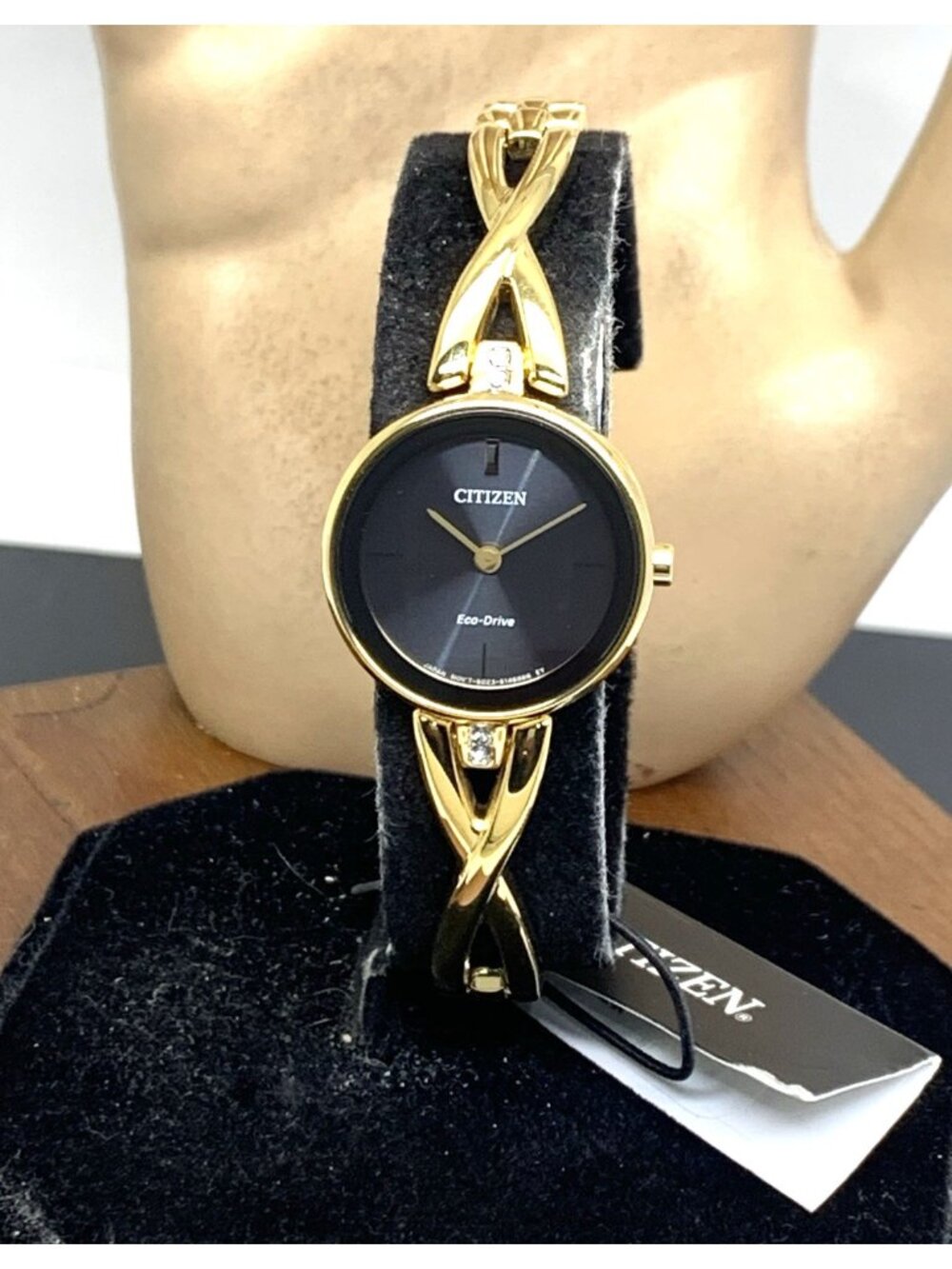 Citizen Women's Watch EX1422-54E Eco-Drive Axiom Black Dial Gold Steel 23mm
